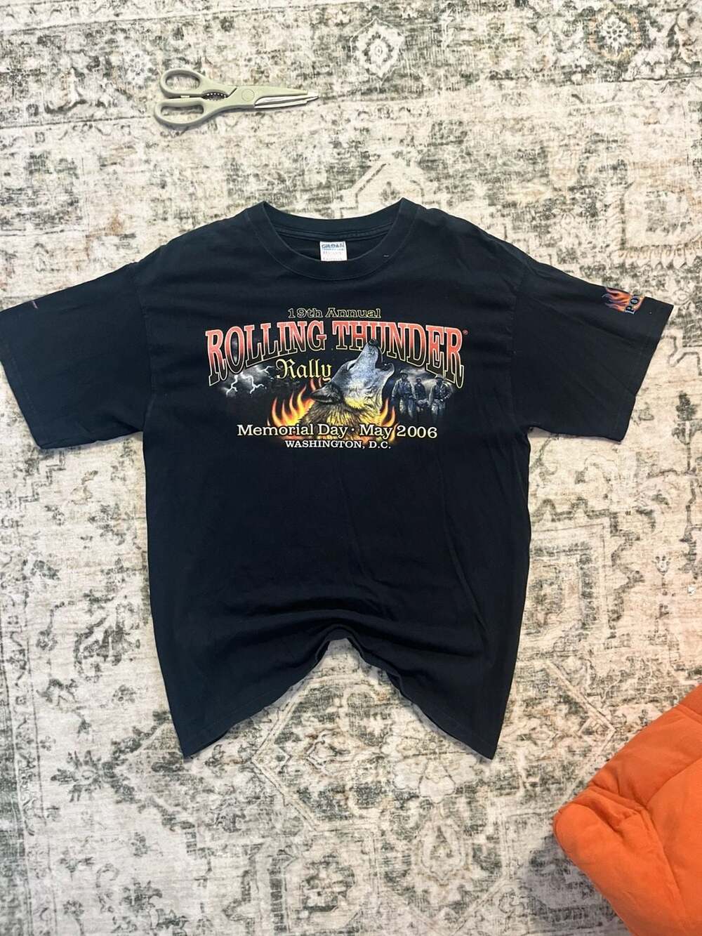 Vintage 2006 19th Annual Rolling Thunder Rally Wolf Biker T-Shirt